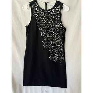 Calvin Klein Black Floral Laser Cut Sheath Dress 6 Petite Cocktail party wedding